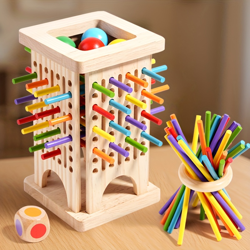 Woodworking Kids Toys - 몬테소리 나무 보드 게임 다채로운 막대기