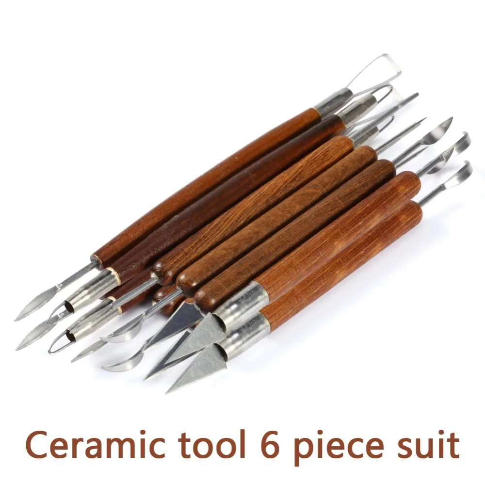 Wood Chisel Set - 6PCS 조각 도구 도자기 나무 손잡이