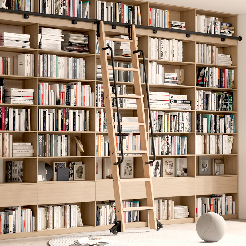 Woodworking Lofts - 롤링 라이브러리 사다리 하드웨어 3.3FT(100cm) 슬라이딩