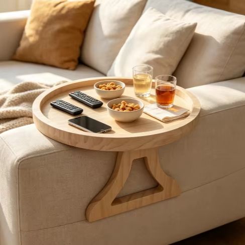 소파 트레이 테이블 소파 팔걸이 클립온 트레이 천연 나 - Woodworking Tv 리뷰 및 가격