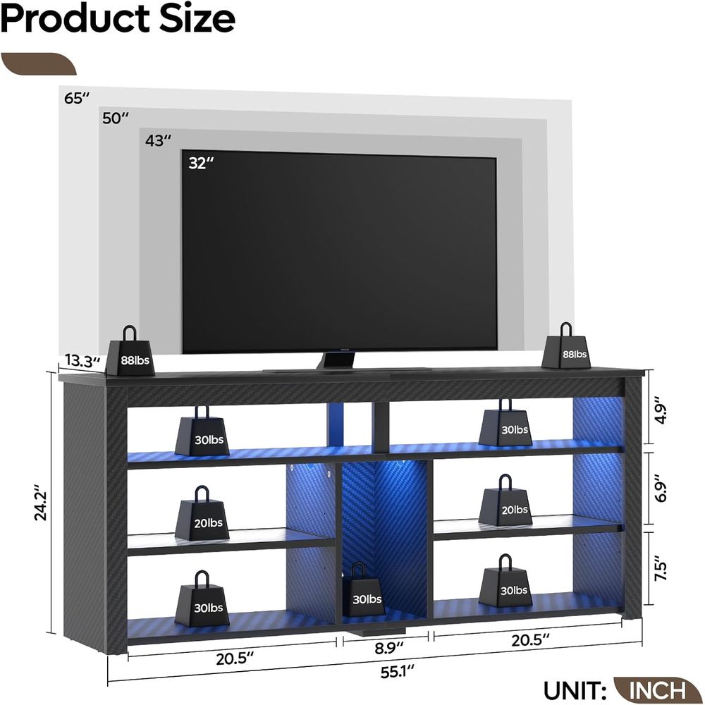 LED 높이 조절 TV 스탠드, 엔터테인먼트 센터 또는 - Woodworking Tv 리뷰 및 가격