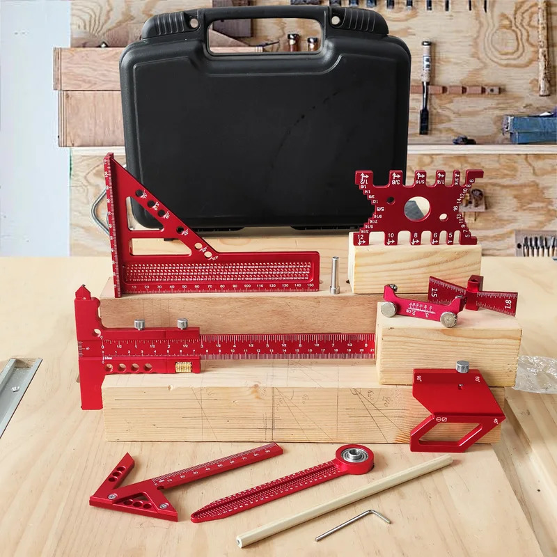 목공용 알루미늄 각도기 세트 (박스 포함) 정밀 목수용 - Woodworking Hand Tools 리뷰 및 가격