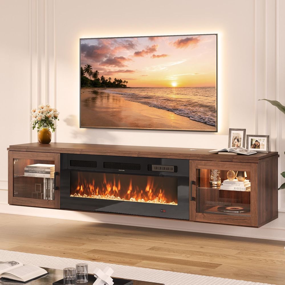 70인치 플로팅 TV 스탠드(벽난로 포함), 최대 80 - Woodworking Tv 리뷰 및 가격