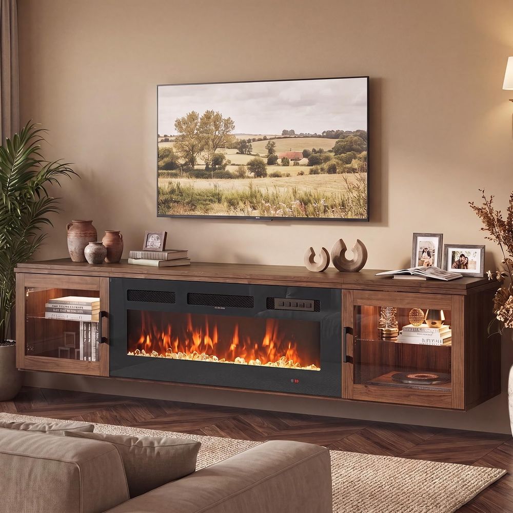 70인치 플로팅 TV 스탠드(벽난로 포함), 최대 80 - Woodworking Tv 리뷰 및 가격