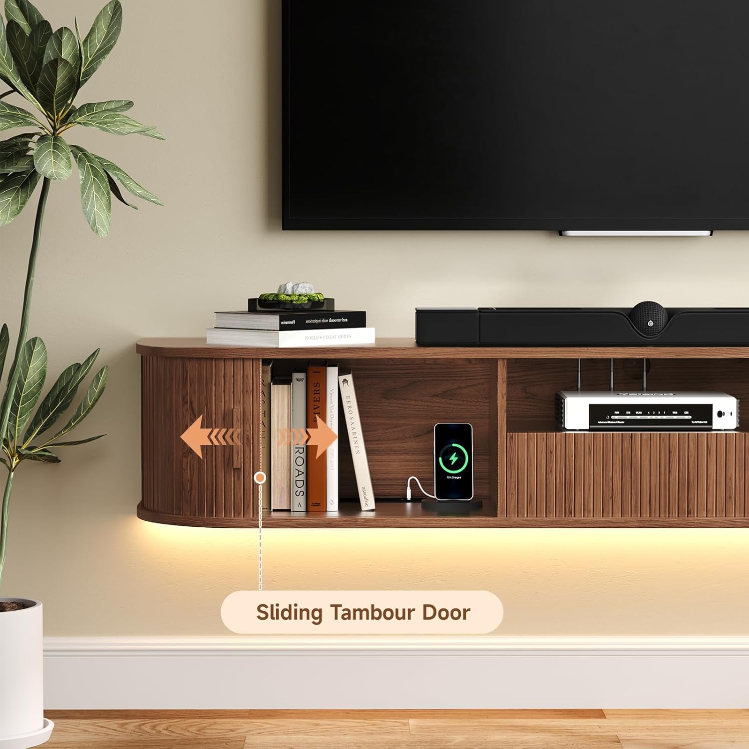 70인치 스마트 플로팅 TV 스탠드(LED 조명 및 전 - Woodworking Tv 리뷰 및 가격
