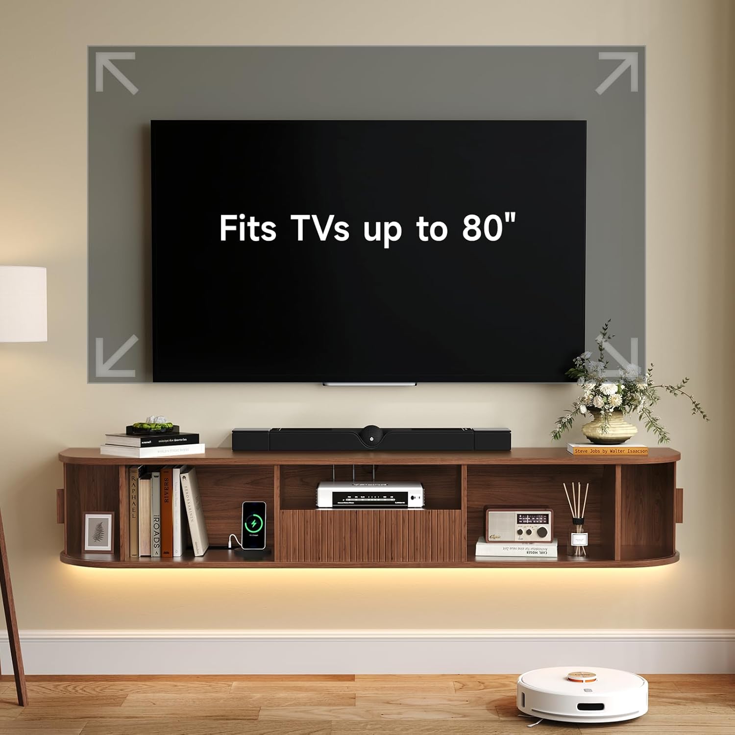 70인치 스마트 플로팅 TV 스탠드(LED 조명 및 전 - Woodworking Tv 리뷰 및 가격