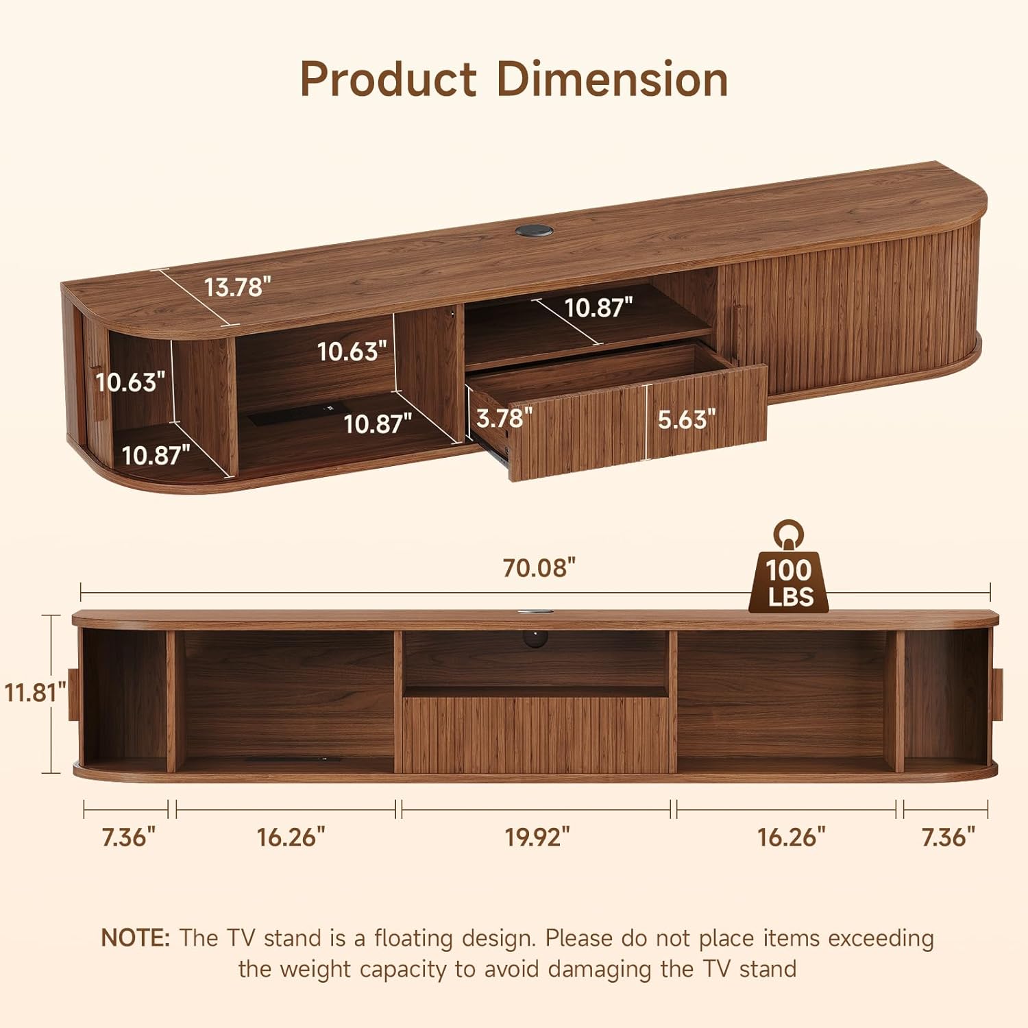 70인치 스마트 플로팅 TV 스탠드(LED 조명 및 전 - Woodworking Tv 리뷰 및 가격