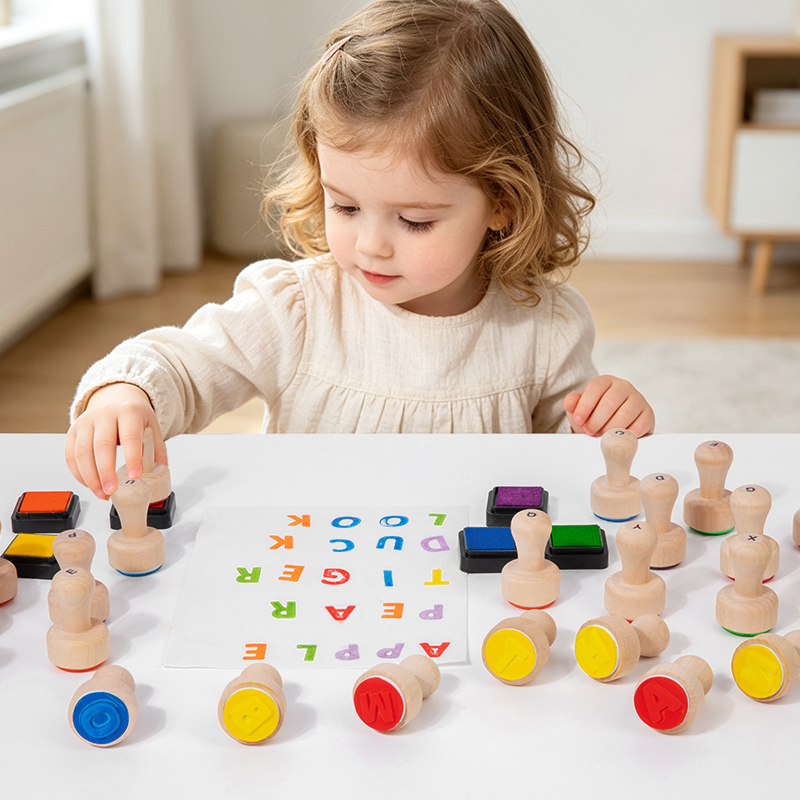 26개의 나무 알파벳 스탬프 세트, 어린이 선물용, 단 - Woodworking Kids Toys 리뷰 및 가격