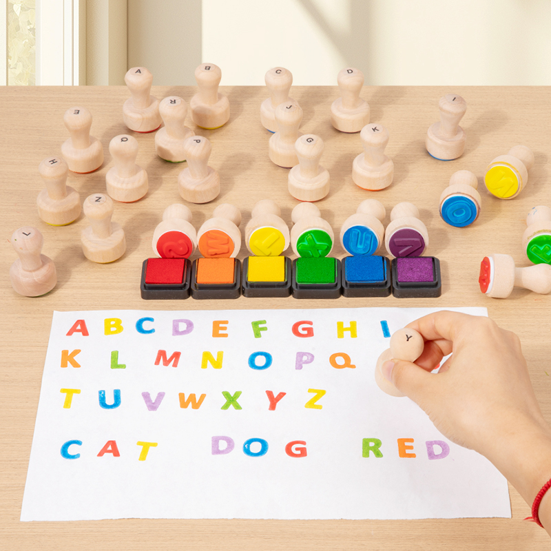 26개의 나무 알파벳 스탬프 세트, 어린이 선물용, 단 - Woodworking Kids Toys 리뷰 및 가격
