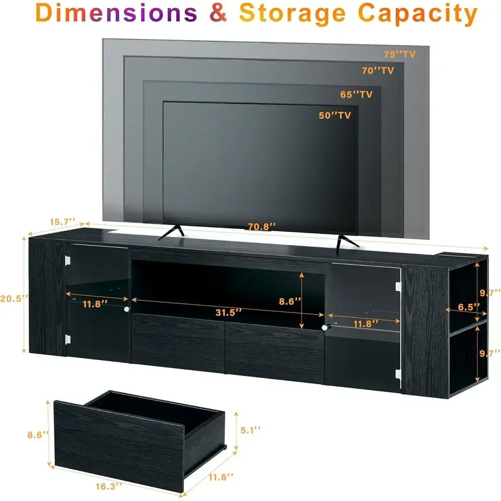 LED 조명이 있는 75인치 TV 스탠드, 5개의 개방 - Woodworking Tv 리뷰 및 가격